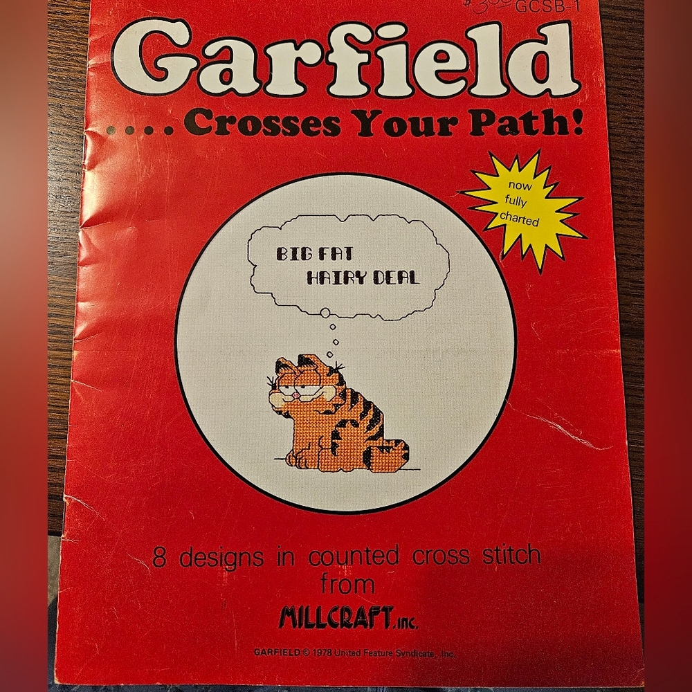 Garfield Crosses Your Path Counted Cross Stitch Leaflet Millcraft Vintage 1978